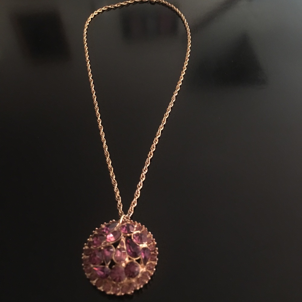 Necklace With Purple Glass Stones - Picture 7 of 7